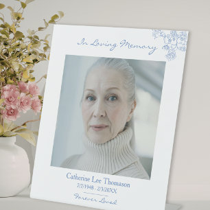 Expositor En L Letrero de mesa conmemorativo de foto floral elega