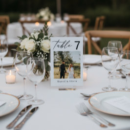 Expositor En L Letrero de mesa de boda con foto elegante