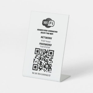Expositor En L Letrero de mesa de código QR WiFi personalizado
