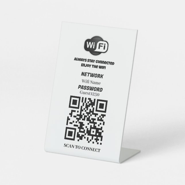 Expositor En L Letrero de mesa de código QR WiFi personalizado (Anverso)