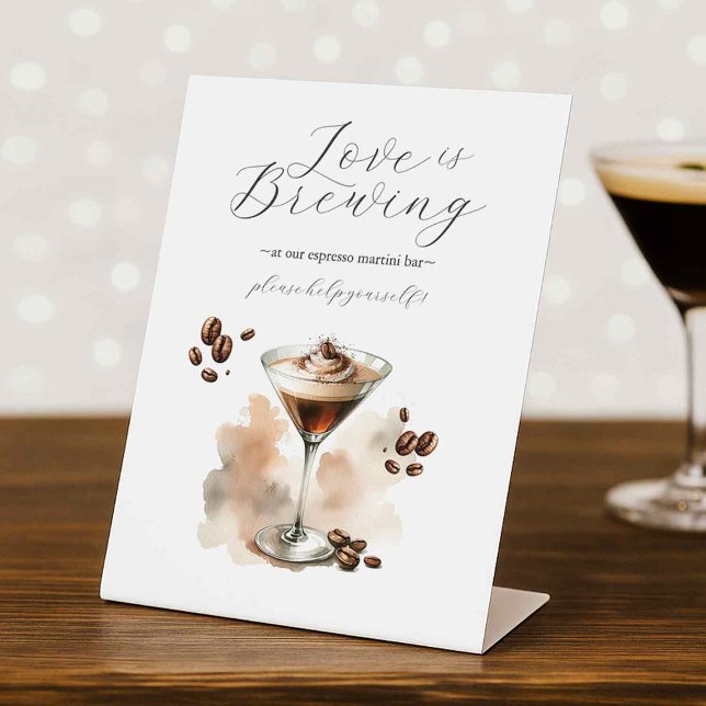 Expositor En L Letrero de mesa de fiesta de Martini de Espresso (Espresso martini table top sign for bar bachelorette party theme)
