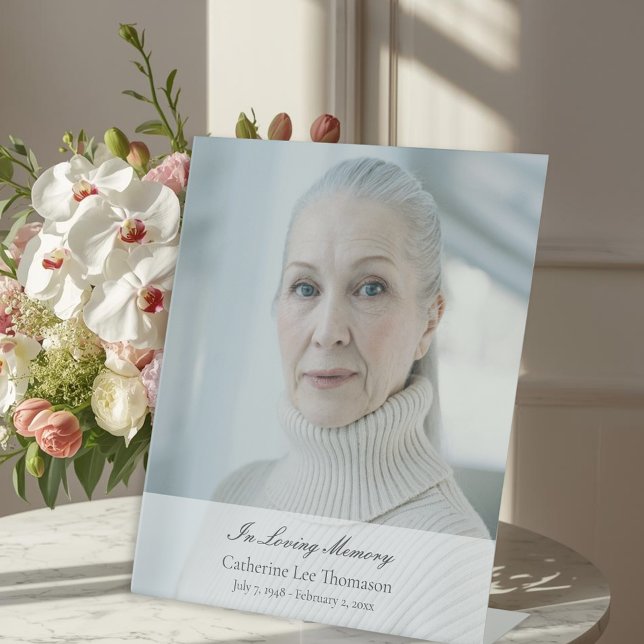 Expositor En L Letrero de mesa de funeral con letra elegante (Elegant Script Funeral Tabletop Sign
)