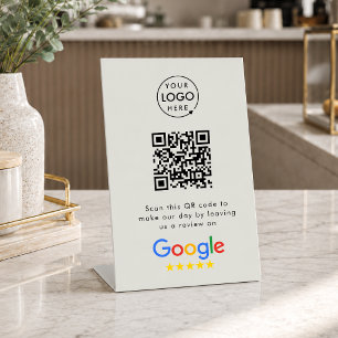 Expositor En L Letrero de mesa de reseñas de Google   pedestal de