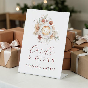 Expositor En L Letrero de Mesa de Tarjetas y Regalos Tema Café