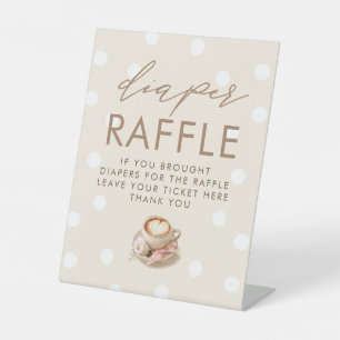 Expositor En L Letrero de mesa para baby shower de café con rifa