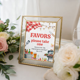 Expositor En L Letrero de mesa para favor de Baby-Q BBQ Picnic