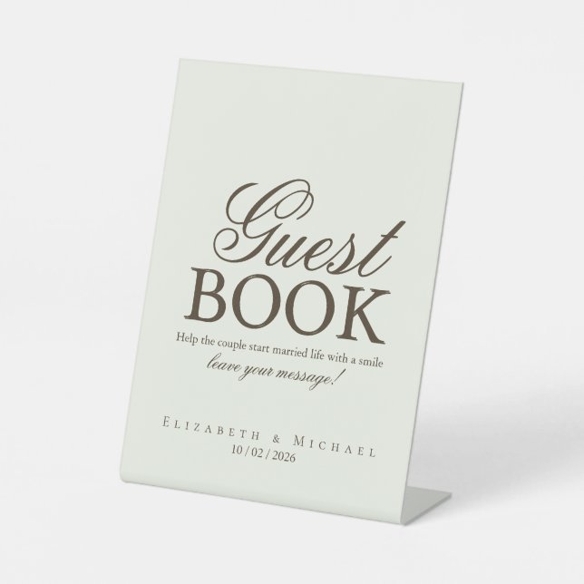 Expositor En L Letrero de mesa para libro de invitados boho minim (Anverso)