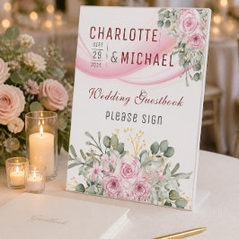 Expositor En L Letrero de mesa para libro de invitados de boda co
