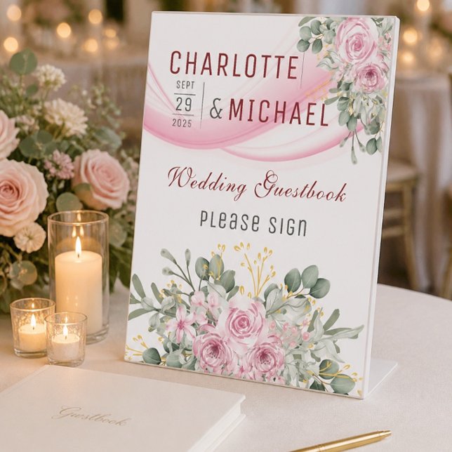Expositor En L Letrero de mesa para libro de invitados de boda co (Subido por el creador)