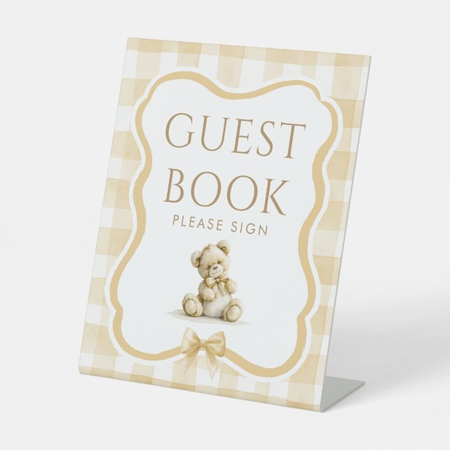 Expositor En L Letrero de Mesa para Libro de Invitados de Oso de  (Anverso)