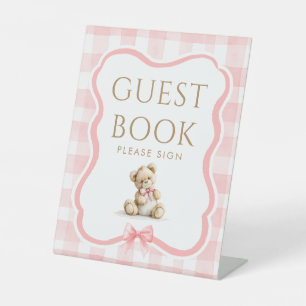 Expositor En L Letrero de Mesa para Libro de Invitados de Oso de