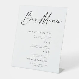 Expositor En L Letrero de mesa para menú de barra de boda elegant