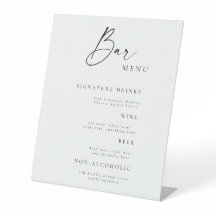 Letrero de mesa para menú de barra de boda rústica