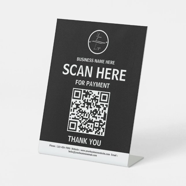 Expositor En L Letrero de mesa para negocios con código QR para p (Anverso)
