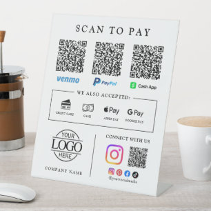 Expositor En L Letrero de mesa para pagar escaneando código QR de