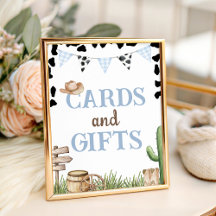 Letrero de mesa para recuerdos de baby shower vaqu