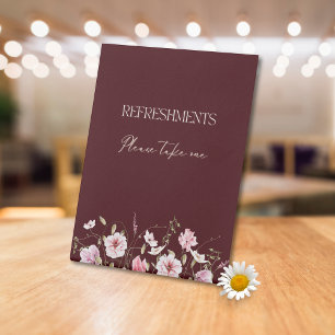 Expositor En L Letrero de mesa para refrescos florales elegantes 