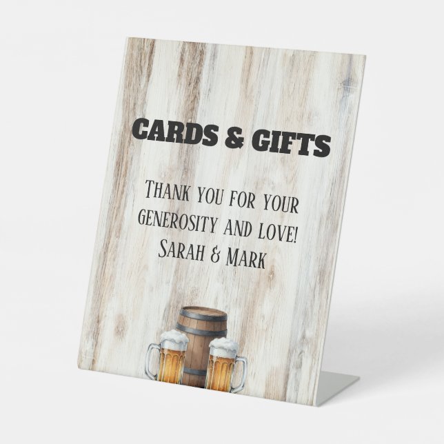 Expositor En L Letrero de mesa para regalos y tarjetas de ducha e (Anverso)