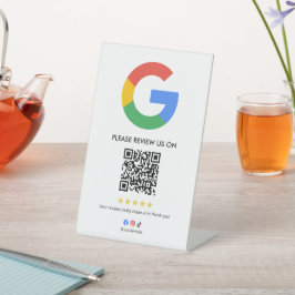 Expositor En L Letrero de mesa para reseñas de Google de negocios