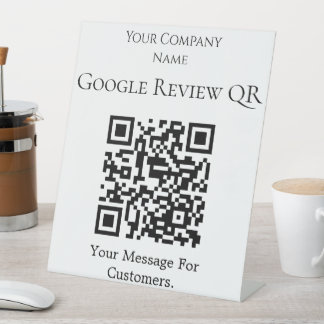 Expositor En L Letrero de mesa QR mínimo de reseñas de Google