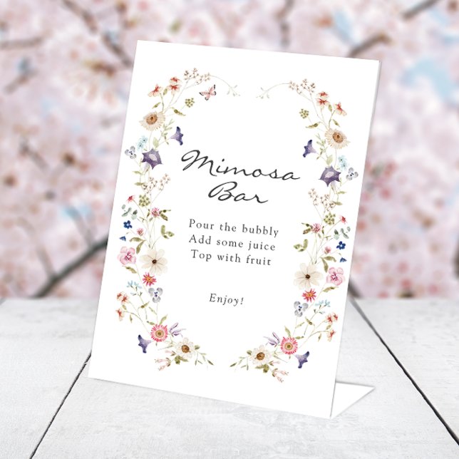 Expositor En L Letrero de Mimosa para Té de Novia (Floral Bridal Tea Party Mimosa Sign by Painted Paperie
)