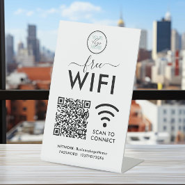 Expositor En L Letrero de Negocio WiFi – Logo, Código QR y Red