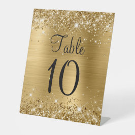 Expositor En L Letrero de Número de Mesa de Boda con Hoja de Oro 