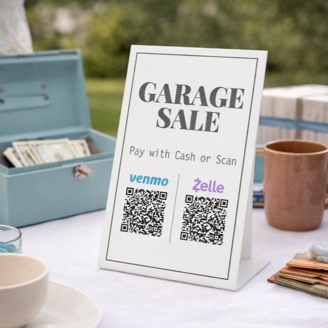 Expositor En L Letrero de Pago con Código QR para Venta de Garage (Make checkout simple and seamless at your garage sale with this modern QR code payment sign. )