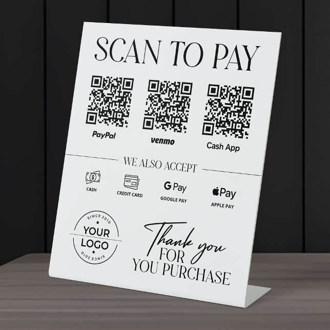 Expositor En L Letrero de pago de escaneo moderno: PayPal, Venmo, (Subido por el creador)