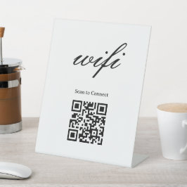 Expositor En L Letrero de pedestal | Código Qr Wifi moderno