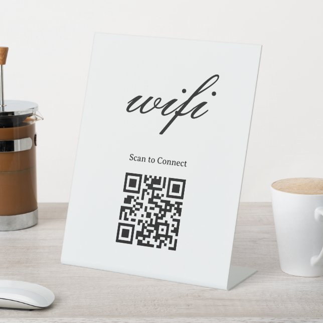 Expositor En L Letrero de pedestal | Código Qr Wifi moderno (In Situ)
