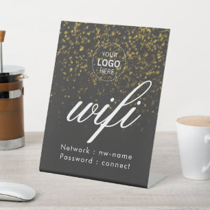Expositor En L Letrero de pedestal con logotipo y wifi 