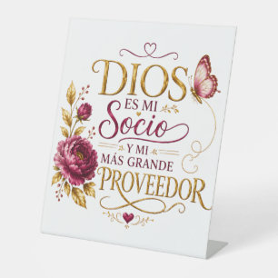 Expositor En L Letrero de pedestal cristiano Dios es mi Socio