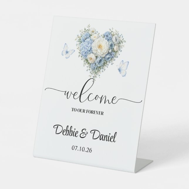 Expositor En L Letrero de pedestal de bienvenida de boda (Anverso)