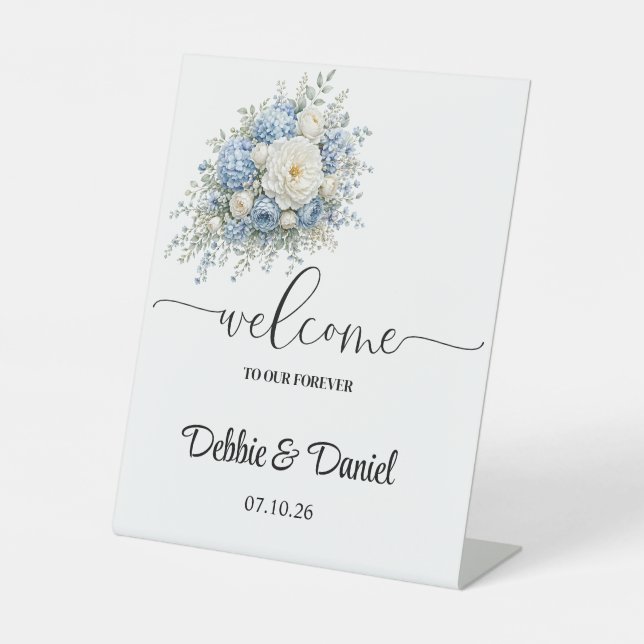 Expositor En L Letrero de pedestal de bienvenida de boda (Anverso)