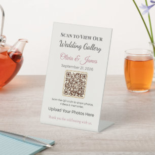 Expositor En L Letrero de pedestal de boda Pantalla QR elegante