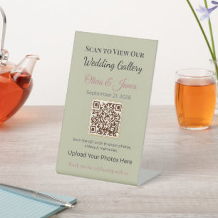 Expositor En L Letrero de pedestal de boda Pantalla QR elegante