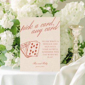 Expositor En L Letrero de pedestal de cartas de juego de boda nar