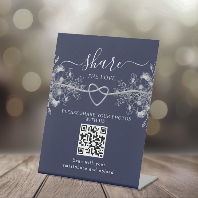 Expositor En L Letrero de pedestal de código QR de boda (Subido por el creador)