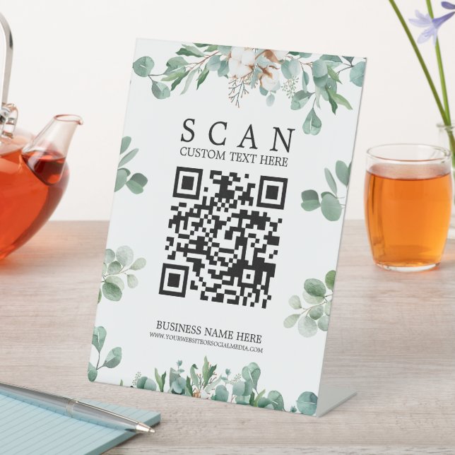 Expositor En L Letrero de pedestal de código QR de follaje para e (In Situ)