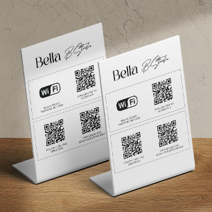 Expositor En L Letrero de pedestal de código QR de logotipo de re