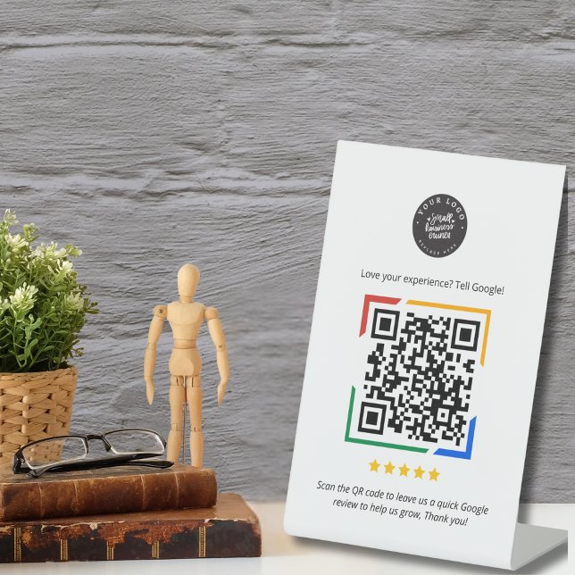 Expositor En L Letrero de pedestal de código QR de reseña de Goog (Subido por el creador)