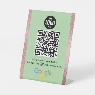 Expositor En L Letrero de pedestal de código QR de reseñas de Goo