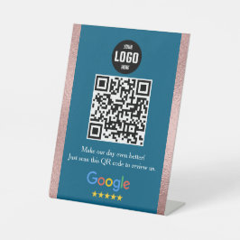 Expositor En L Letrero de pedestal de código QR de reseñas de Goo