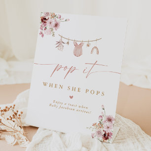 Expositor En L Letrero de pedestal de favor de baby shower 'Pop W