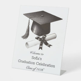 Expositor En L Letrero de pedestal de graduación elegante