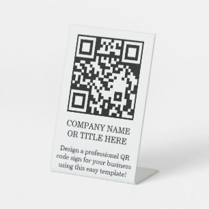Expositor En L Letrero de pedestal de mesa de código QR para nego