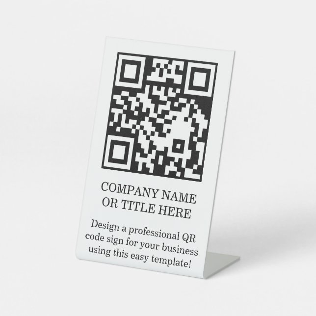 Expositor En L Letrero de pedestal de mesa de código QR para nego (Anverso)