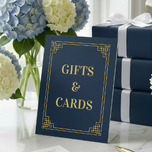 Expositor En L Letrero de pedestal de regalos y tarjetas Chic Nav
