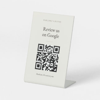 Expositor En L Letrero de pedestal de reseña de Google - Crema cl